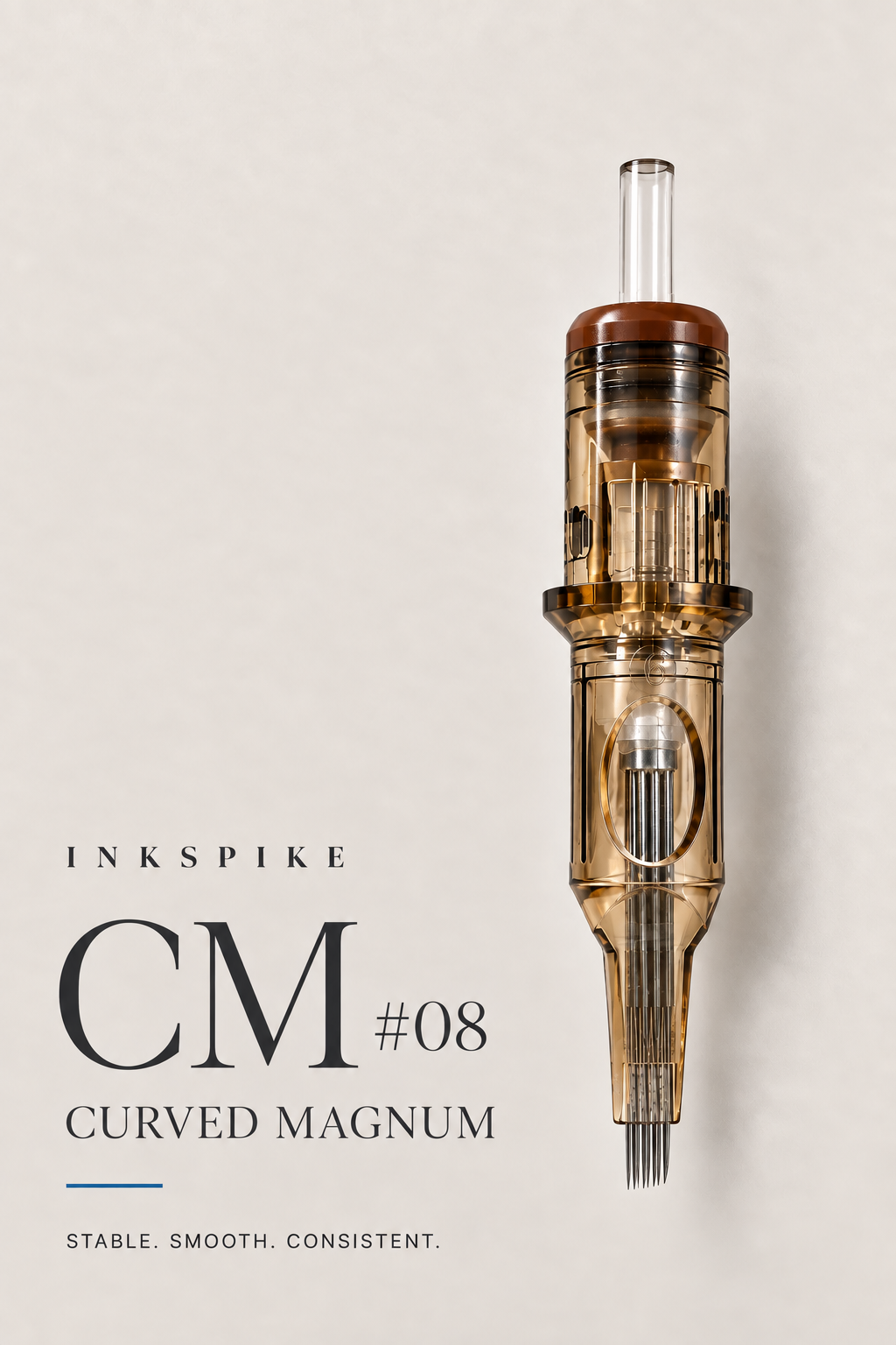 Inkspike Bugpin ( #08)  Curved Magnum Tattoo Cartridge Needles Product Features Infographic – Semi-Curved Magnum Design for Smooth Shading, Soft Blending and Consistent Ink Flow