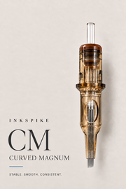 Inkspike Bugpin ( #08)  Curved Magnum Tattoo Cartridge Needles Product Features Infographic – Semi-Curved Magnum Design for Smooth Shading, Soft Blending and Consistent Ink Flow