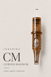 Inkspike Curved Magnum Tattoo Cartridge Needles Product Features Infographic – Semi-Curved Magnum Design for Smooth Shading, Soft Blending and Consistent Ink Flow