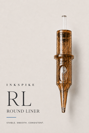 Inkspike  Round Liner RL tattoo cartridge needle with maximum stability, smooth ink flow, and precise lining performance.