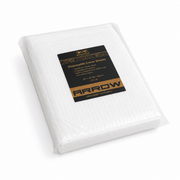 A package of Arrow brand white disposable cover sheets, sealed in clear plastic with a black and gold label, set against a neutral gray background.