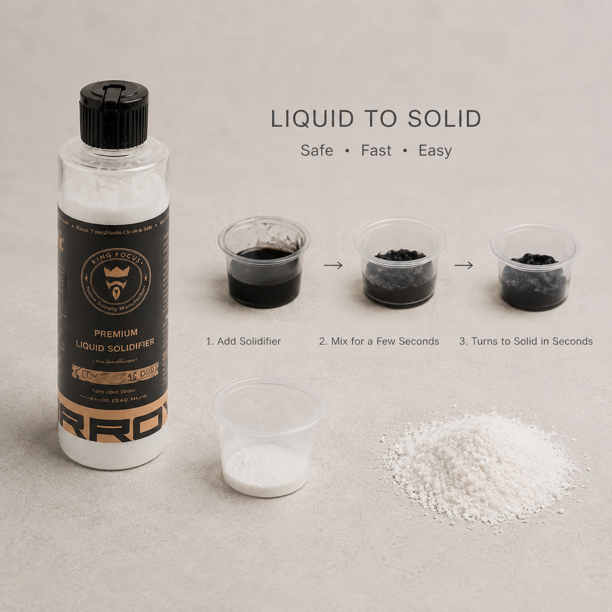 tattoo liquid solidifier 8 oz bottle for ink waste disposal