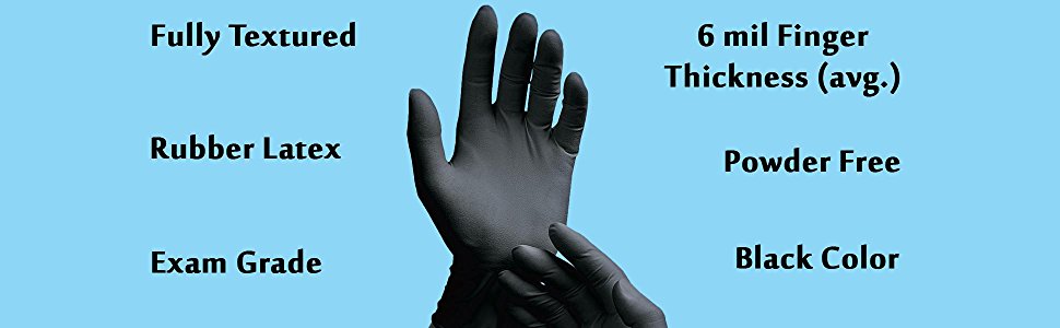 Adenna - Latex Gloves (X-Small, Black) - Phantom